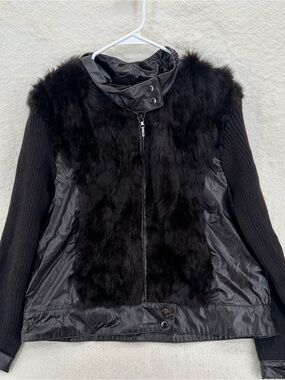 2000s Elena Gilbert Style Fur and Faux Leather Jacket